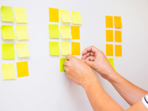 Post-its on a white wall