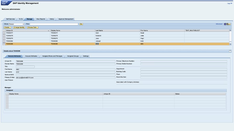 Figure 2 - SAP IDM User Interface